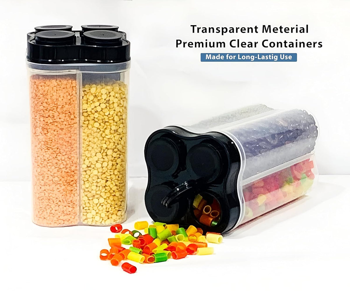 Neatora™ 4-in-1 Stackable Kitchen Storage Container Jar | Airtight Pulses, Cereals & Spices Storage Box (2400ml)