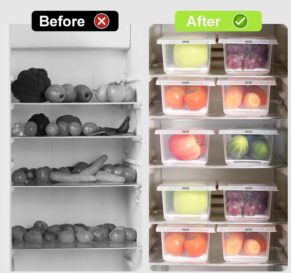 Neatora™ Clear Refrigerator Storage Bins with Drain Plate | Airtight Food-Grade Fridge Organizers for Vegetables & Fruits