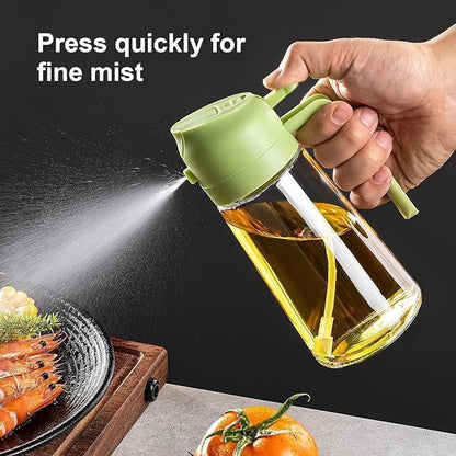 Neatora™ 2-in-1 Glass Oil Dispenser & Sprayer Bottle for Kitchen | Spray & Pour Leakproof Oil Container (500ml)