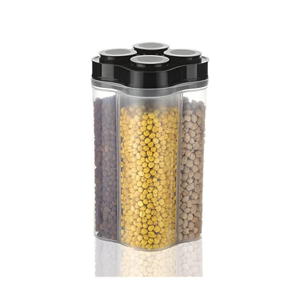 Neatora™ 4-in-1 Stackable Kitchen Storage Container Jar | Airtight Pulses, Cereals & Spices Storage Box (2400ml)