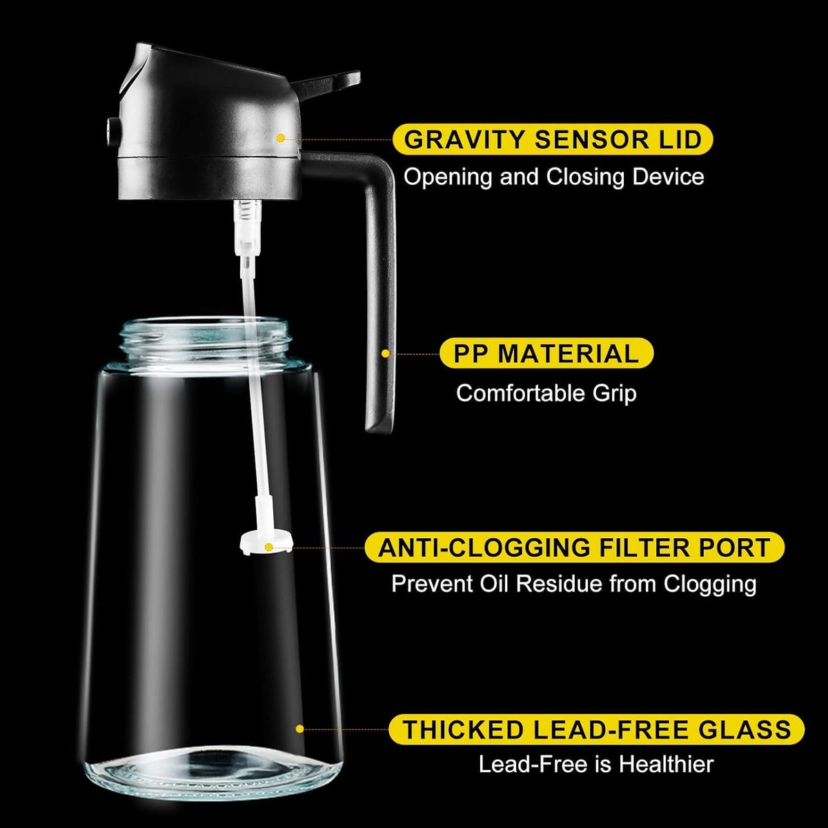 Neatora™ 2-in-1 Glass Oil Dispenser & Sprayer Bottle for Kitchen | Spray & Pour Leakproof Oil Container (500ml)