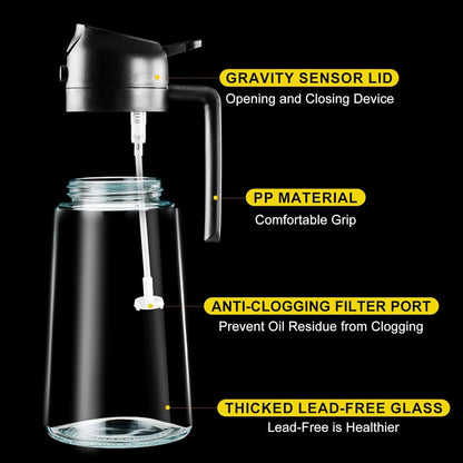 Neatora™ 2-in-1 Glass Oil Dispenser & Sprayer Bottle for Kitchen | Spray & Pour Leakproof Oil Container (500ml)