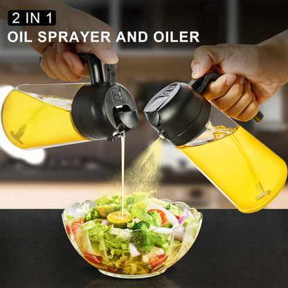 Neatora™ 2-in-1 Glass Oil Dispenser & Sprayer Bottle for Kitchen | Spray & Pour Leakproof Oil Container (500ml)