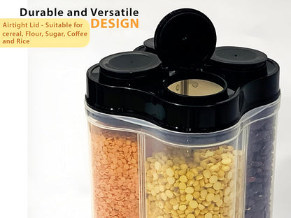 Neatora™ 4-in-1 Stackable Kitchen Storage Container Jar | Airtight Pulses, Cereals & Spices Storage Box (2400ml)