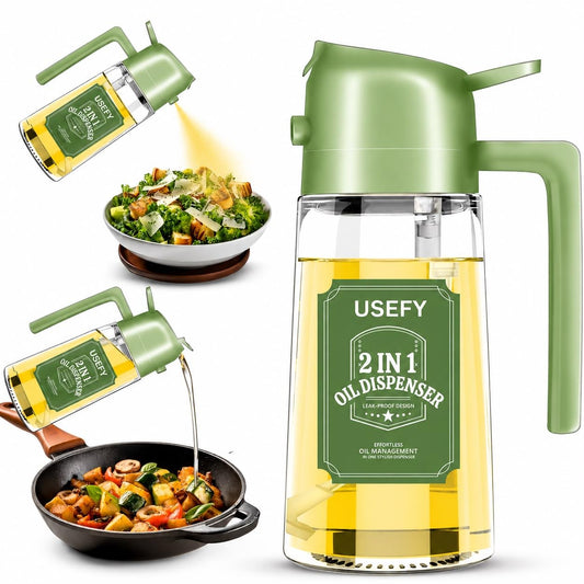Neatora™ 2-in-1 Glass Oil Dispenser & Sprayer Bottle for Kitchen | Spray & Pour Leakproof Oil Container (500ml)