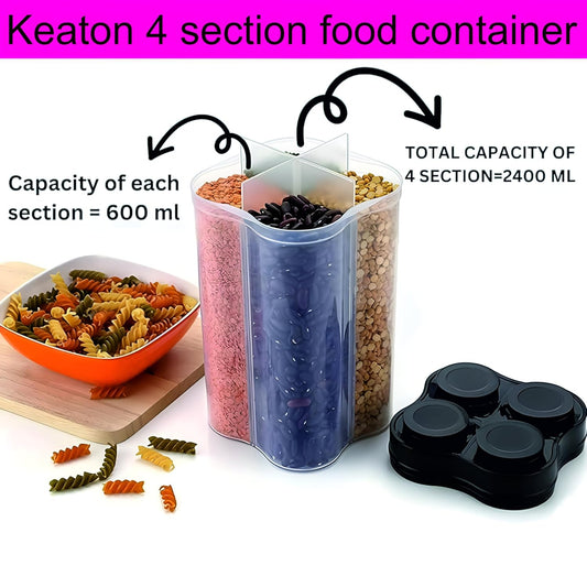 Neatora™ 4-in-1 Stackable Kitchen Storage Container Jar | Airtight Pulses, Cereals & Spices Storage Box (2400ml)