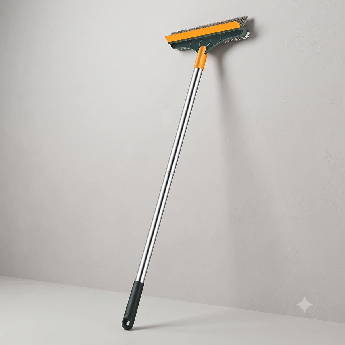 Multi-Function V-Shaped Tile Cleaning Brush with Rubber Scraper