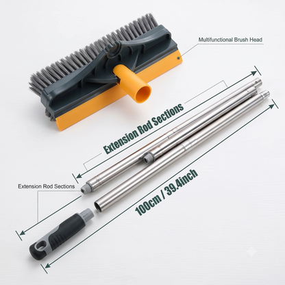 Multi-Function V-Shaped Tile Cleaning Brush with Rubber Scraper